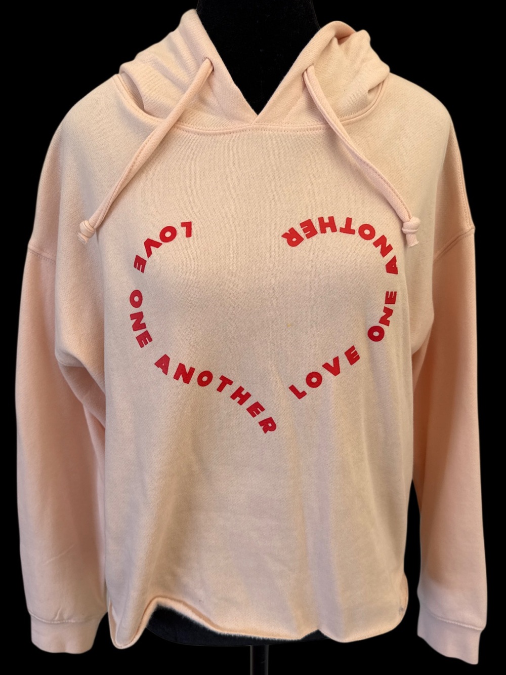 For The Republic "Love One Another" Heart Graphic Cropped Hoodie Pink-NWT!- Sz M